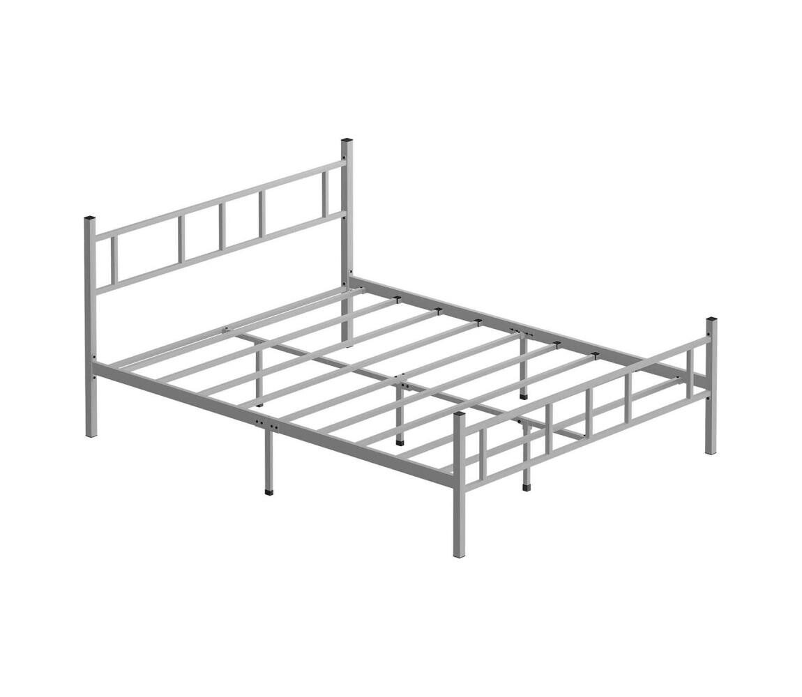 Kovová dvoulůžková postel PIRON 120x200 cm bílá nosnost 120 kg 837WST1113