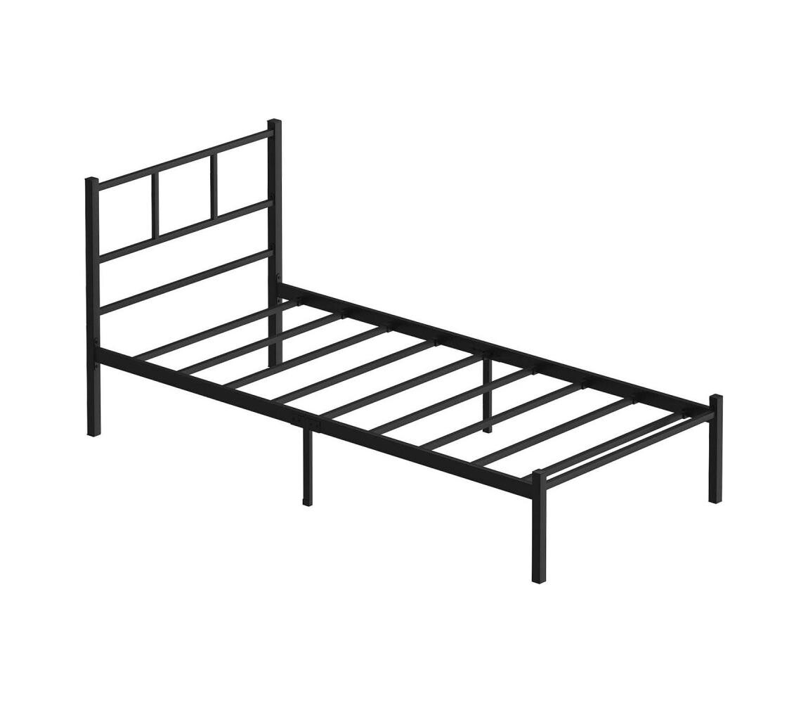 Kovová jednolůžková postel ROVAN 90x200 cm černá nosnost 120 kg 837WST1143