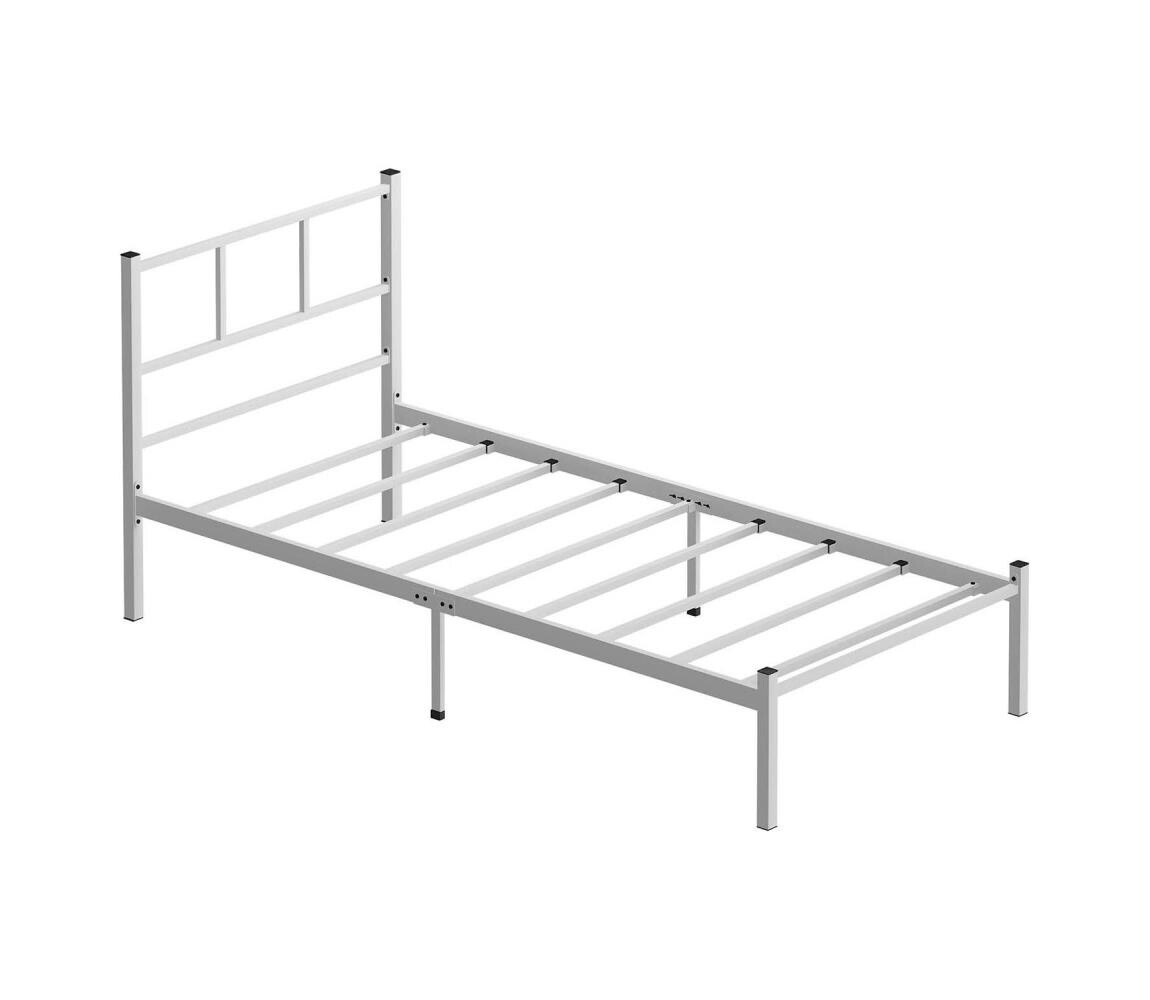 Kovová jednolůžková postel ROVAN 90x200 cm bílá nosnost 120 kg 837WST1146