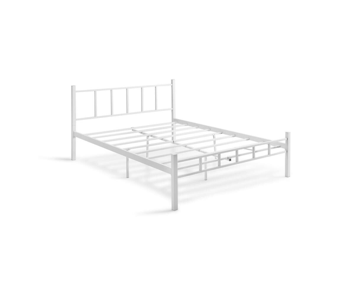 Kovová dvoulůžková postel ORMEL 160x200 cm bílá nosnost 200 kg 319HBV1201