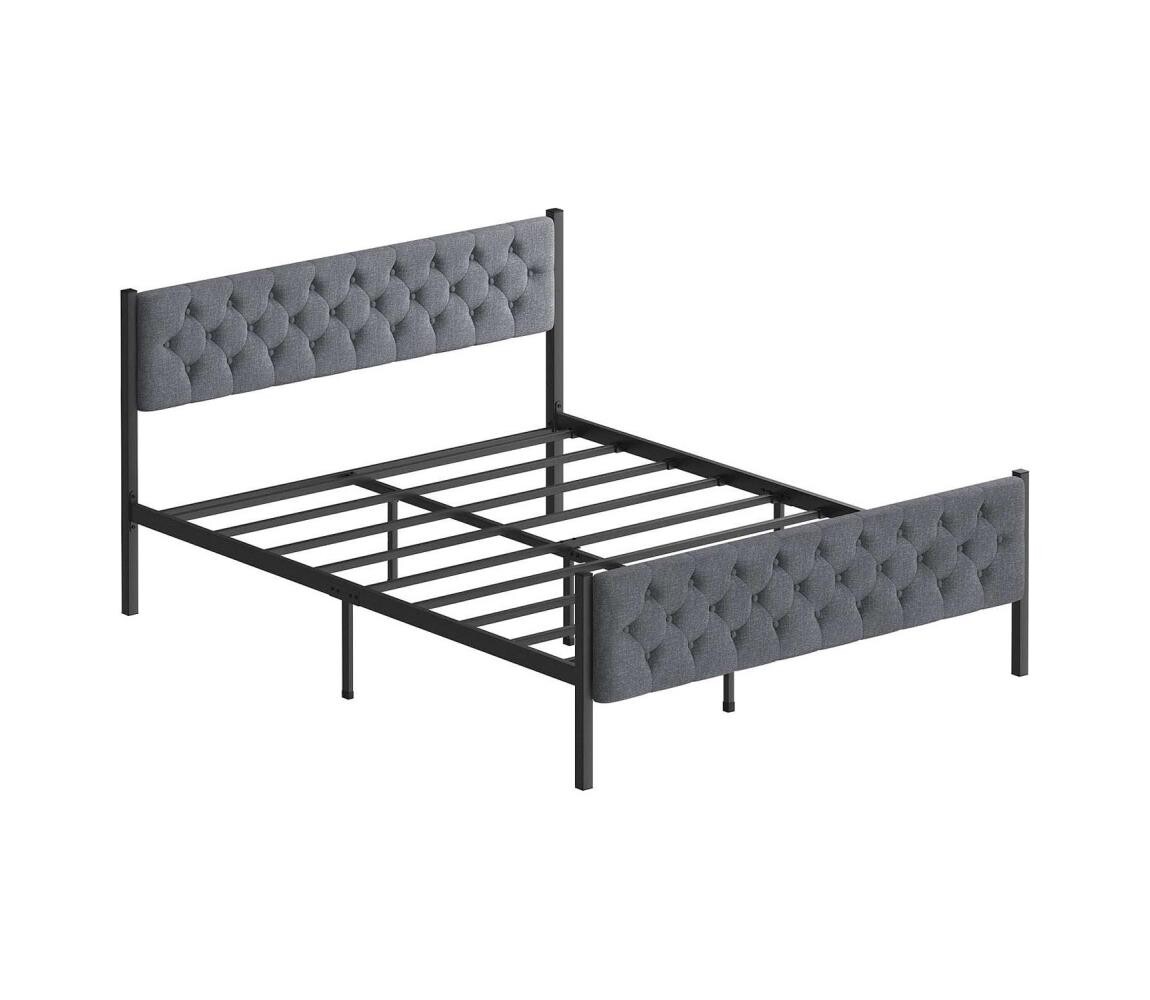 Kovová dvoulůžková postel KAROM 120x200 cm šedá nosnost 120 kg 837WST1151