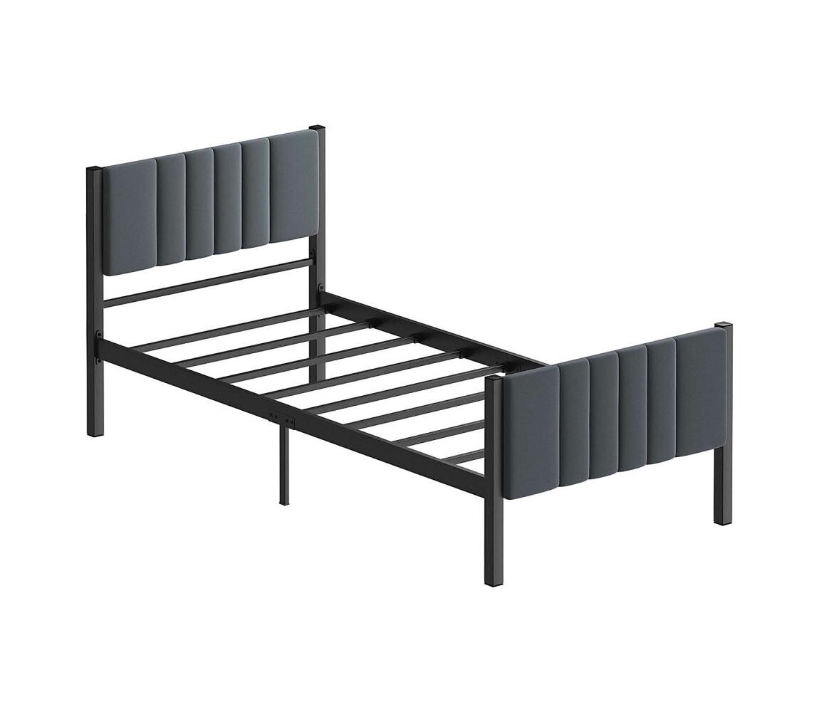 Kovová jednolůžková postel LUNOR 90x200 cm antracit nosnost 120 kg 837WST1157