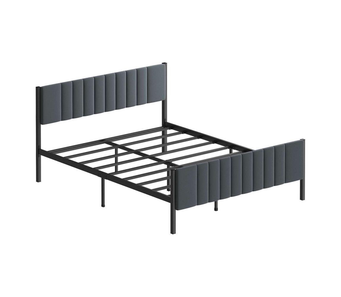 Kovová dvoulůžková postel LUNOR 120x200 cm antracit nosnost 120 kg 837WST1159