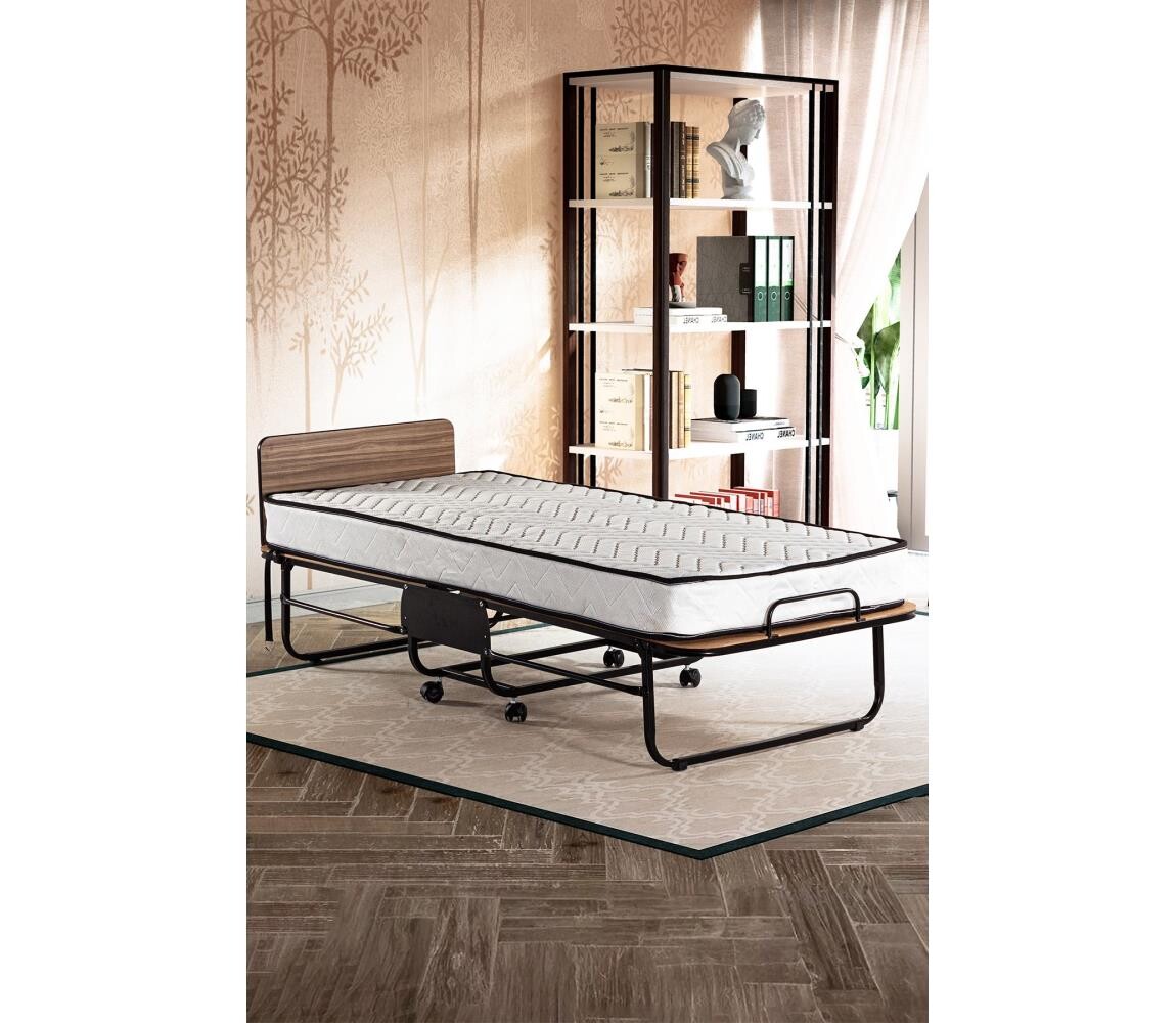 Skládací kovová jednolůžková postel HERON 80x190 cm bílá nosnost 120 kg 480NRN2109