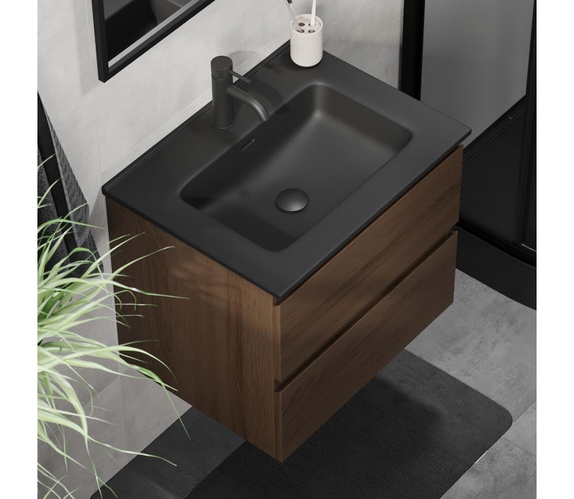 BATH DELUXE Koupelnová skříňka s umyvadlem CONOR 61 cm ořech/černá BT0095+BT0126