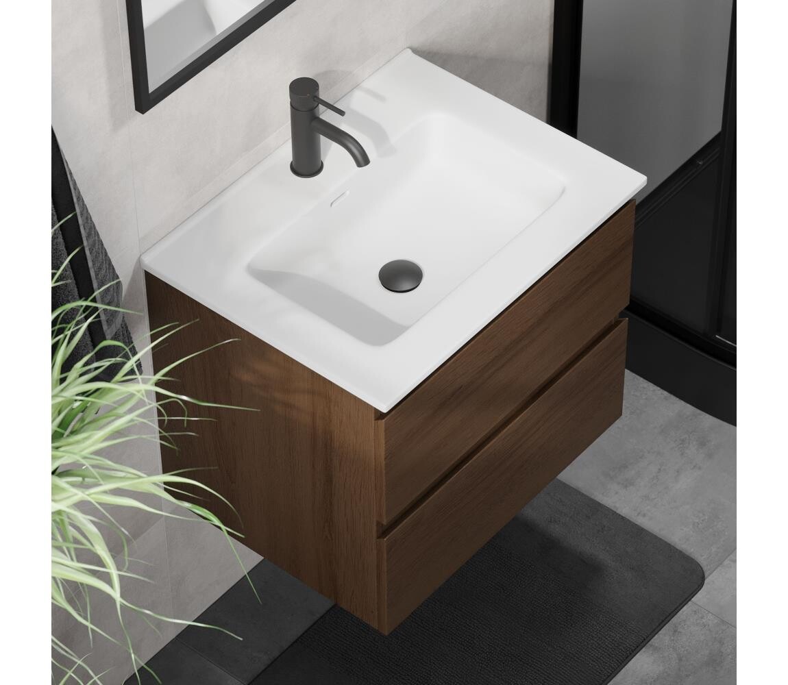 BATH DELUXE Koupelnová skříňka s umyvadlem CONOR 61 cm ořech/bílá BT0095+BT0127