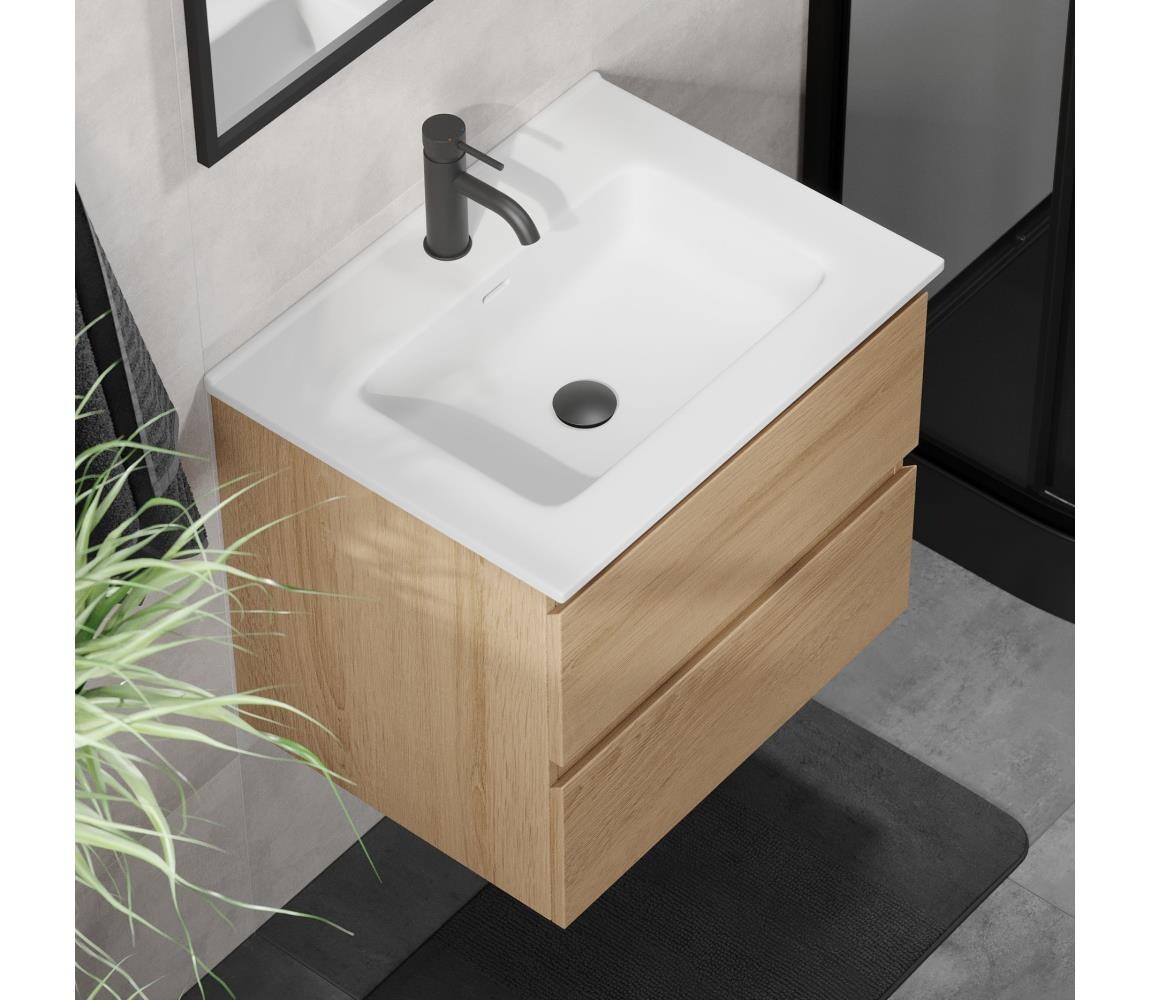 BATH DELUXE Koupelnová skříňka s umyvadlem CONOR 61 cm dub/bílá BT0096+BT0127