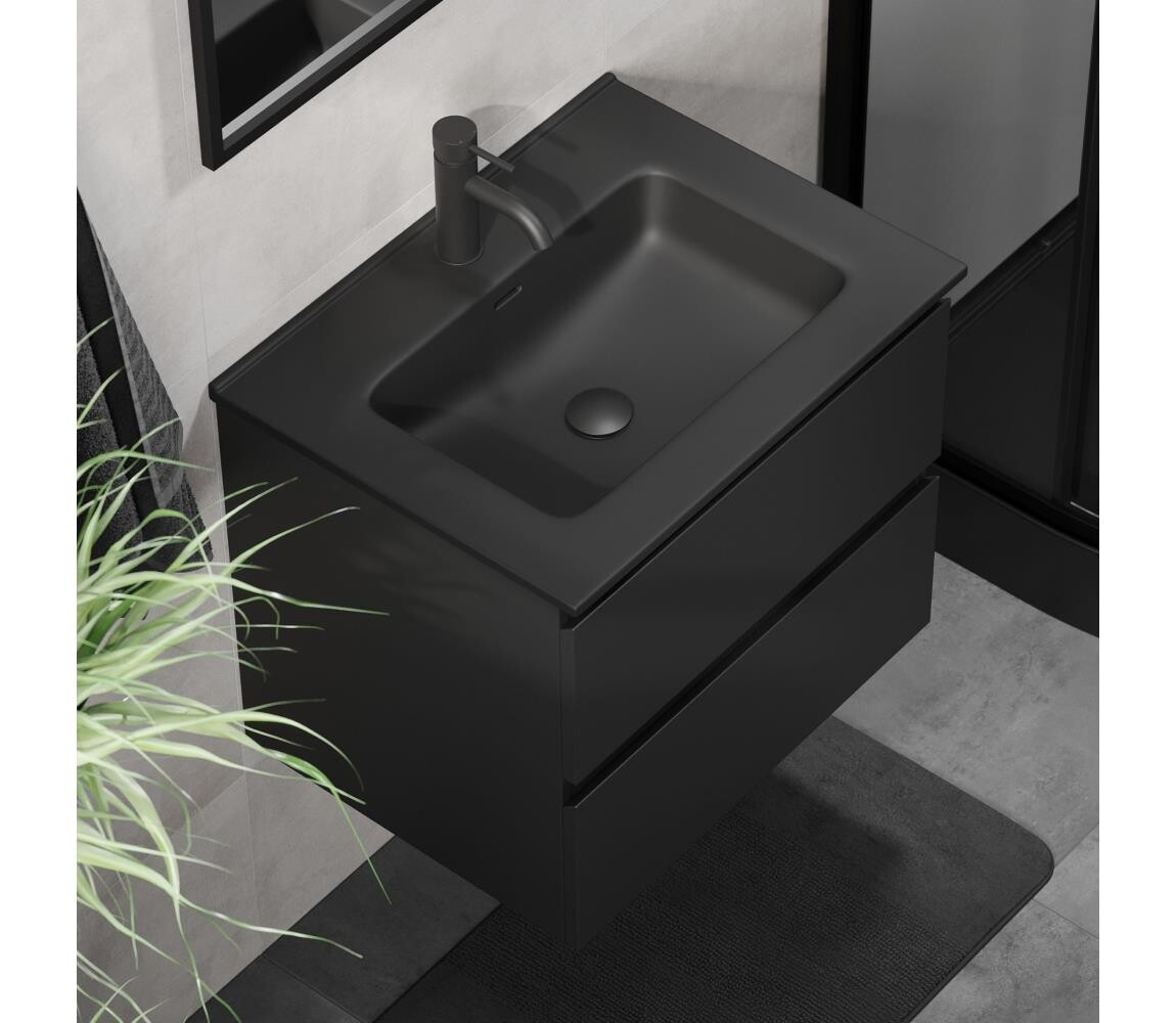 BATH DELUXE Koupelnová skříňka s umyvadlem CONOR 61 cm černá BT0097+BT0126