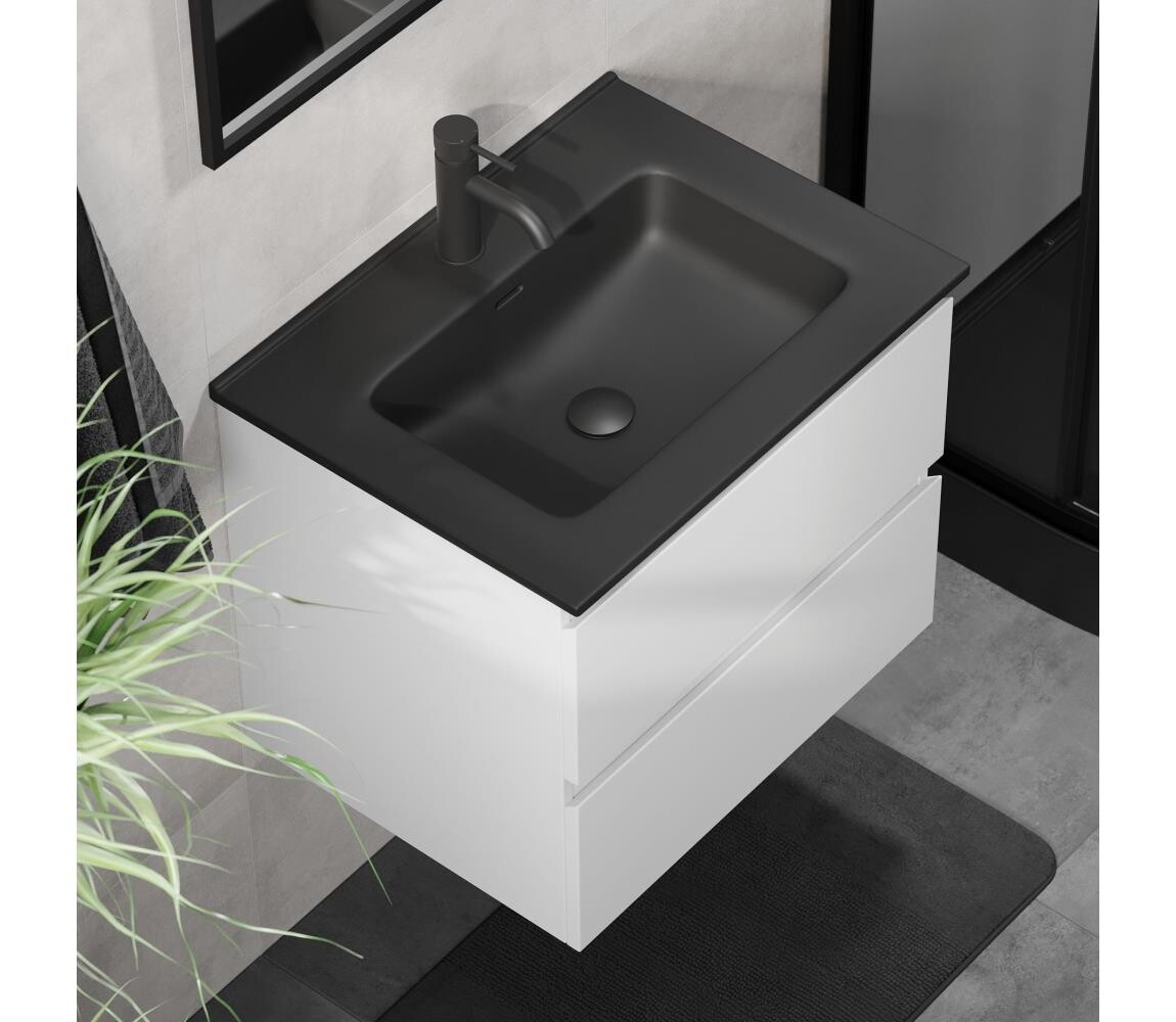 BATH DELUXE Koupelnová skříňka s umyvadlem CONOR 61 cm bílá/černá BT0098+BT0126