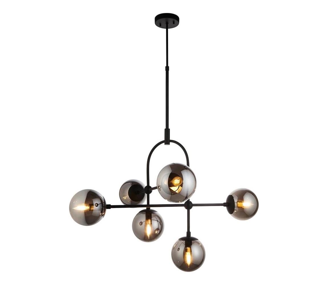 Endon 106661 - Lustr na tyči ONTARIO 6xE14/7W/230V černá/kouřová černá 106661