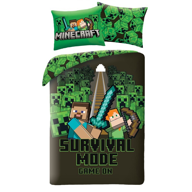 Halantex Povlečení z mikrovlákna 140x200 + 70x90 cm - Minecraft 