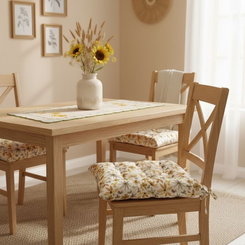 Sedák na židli, Podzimní listí a květy, 40 x 40 cm