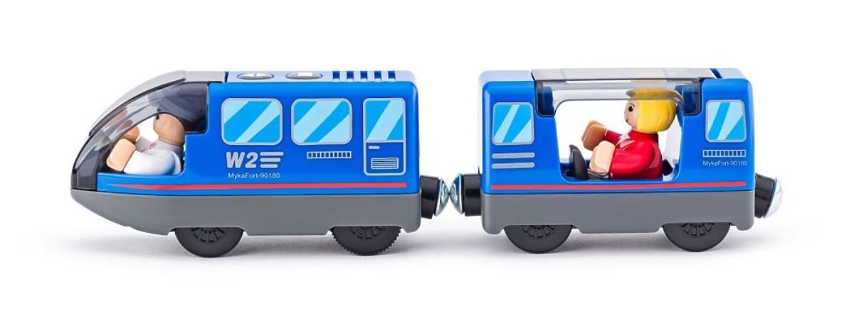 Osobní vlak s řidičem a cestujícím na baterie