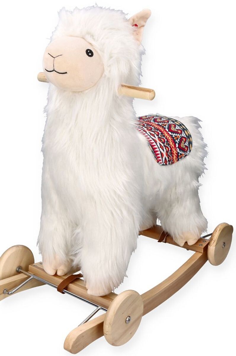 Alpaka na houpacím koni s kolečky
