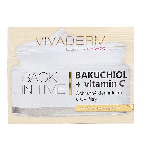 Vivaco Vivaderm Ochranný denní pleťový krém BAKUCHIOL +vitamin C BACK IN TIME vzorek 4 ml