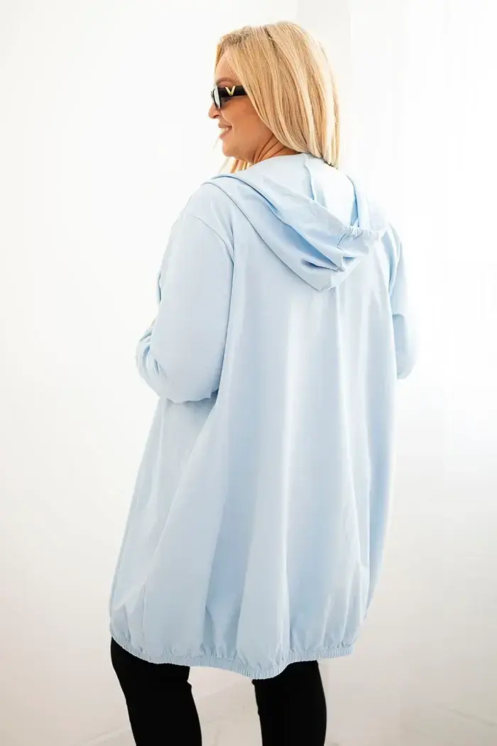 Kesi Dámská mikina Plus Size bavlněná s kapucí a zipem modrá