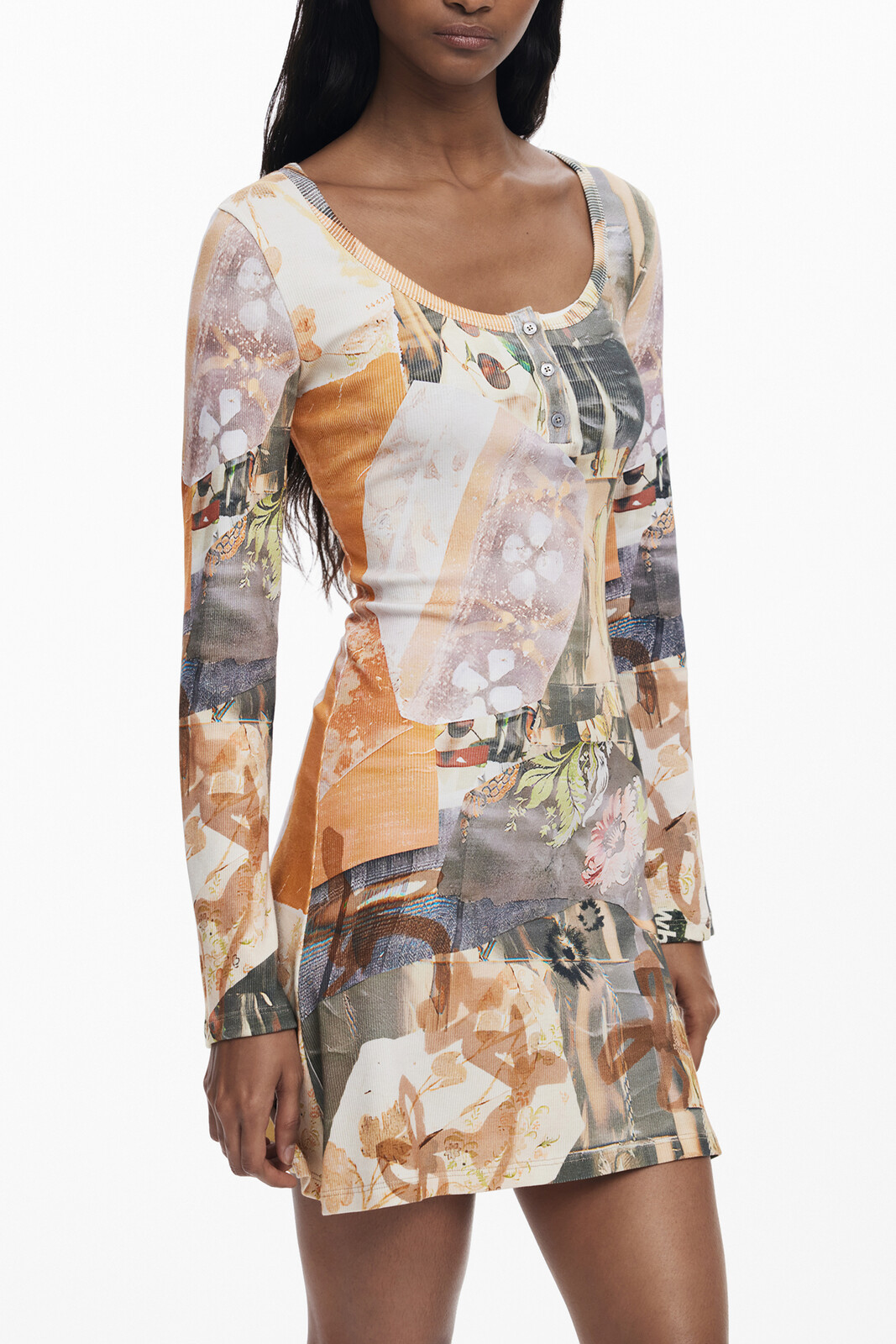 DESIGUAL SHORT DRESS FOR WOMEN IN BEIGE