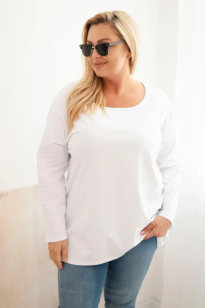 Kesi Dámská blůza Plus Size s lodičkovým výstřihem bílá