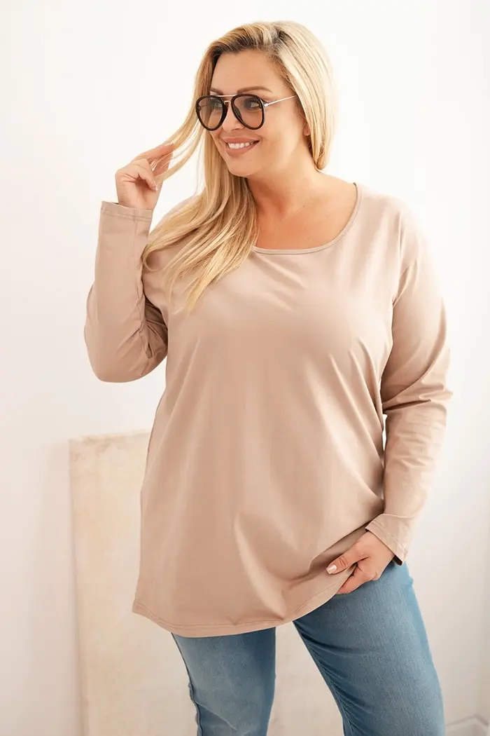 Kesi Dámská blůza Plus Size s lodičkovým výstřihem fango