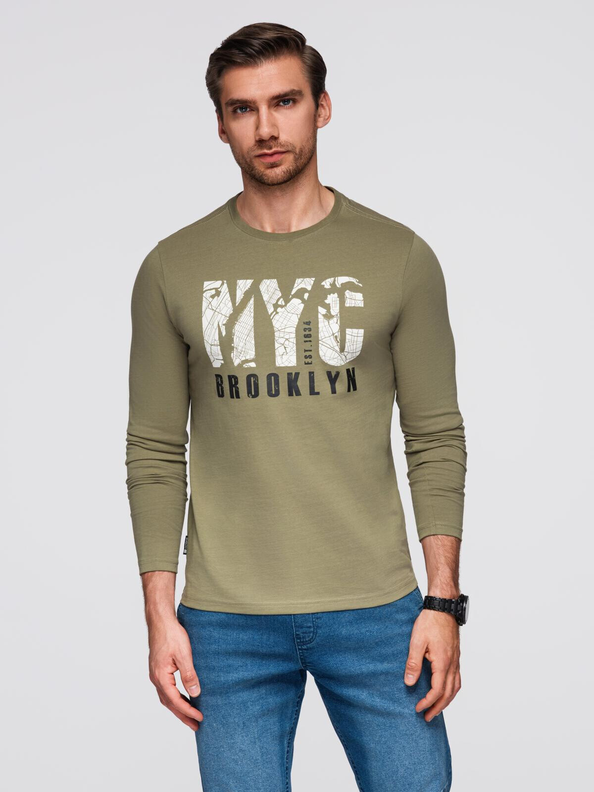 Ombre Men's urban print longsleeve - olive