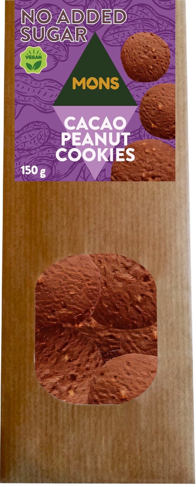 MONS Kakaové sušenky s arašídy bez cukru 150 g