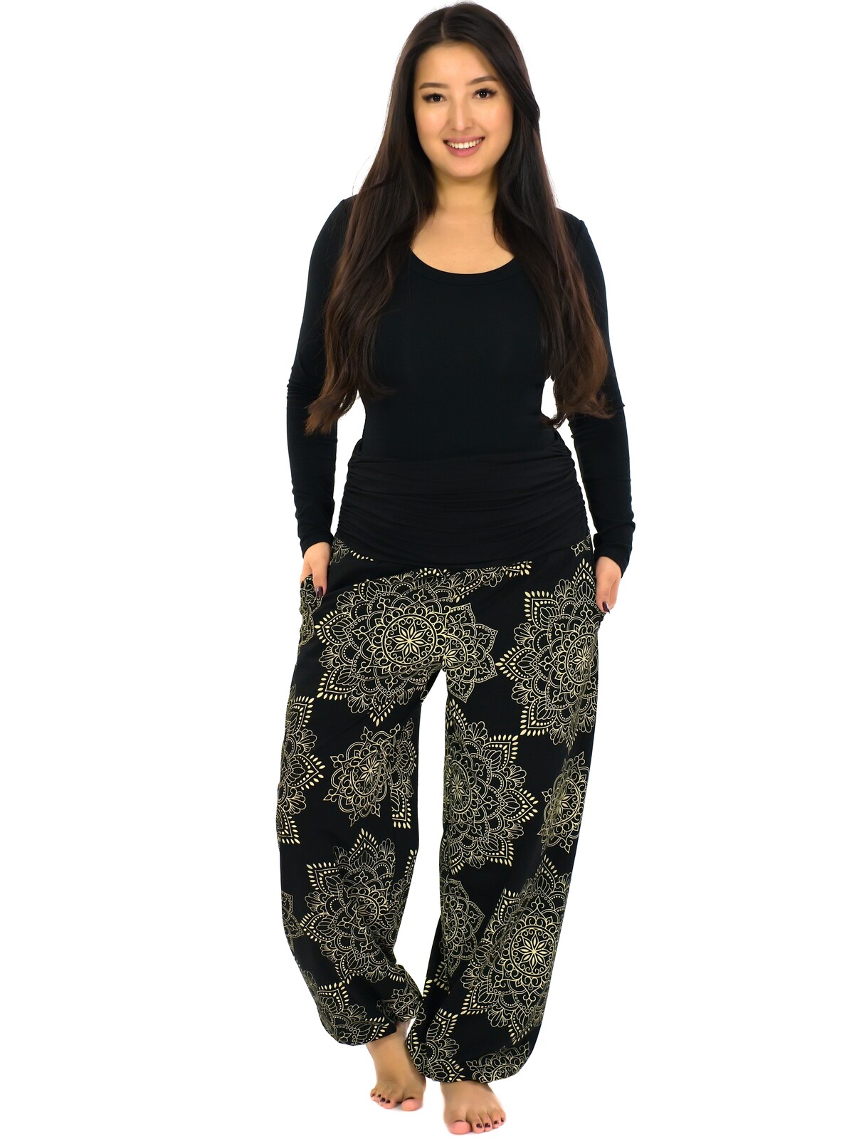 Himalife Kalhoty Mandu - černá s béžovou Velikost: S/M