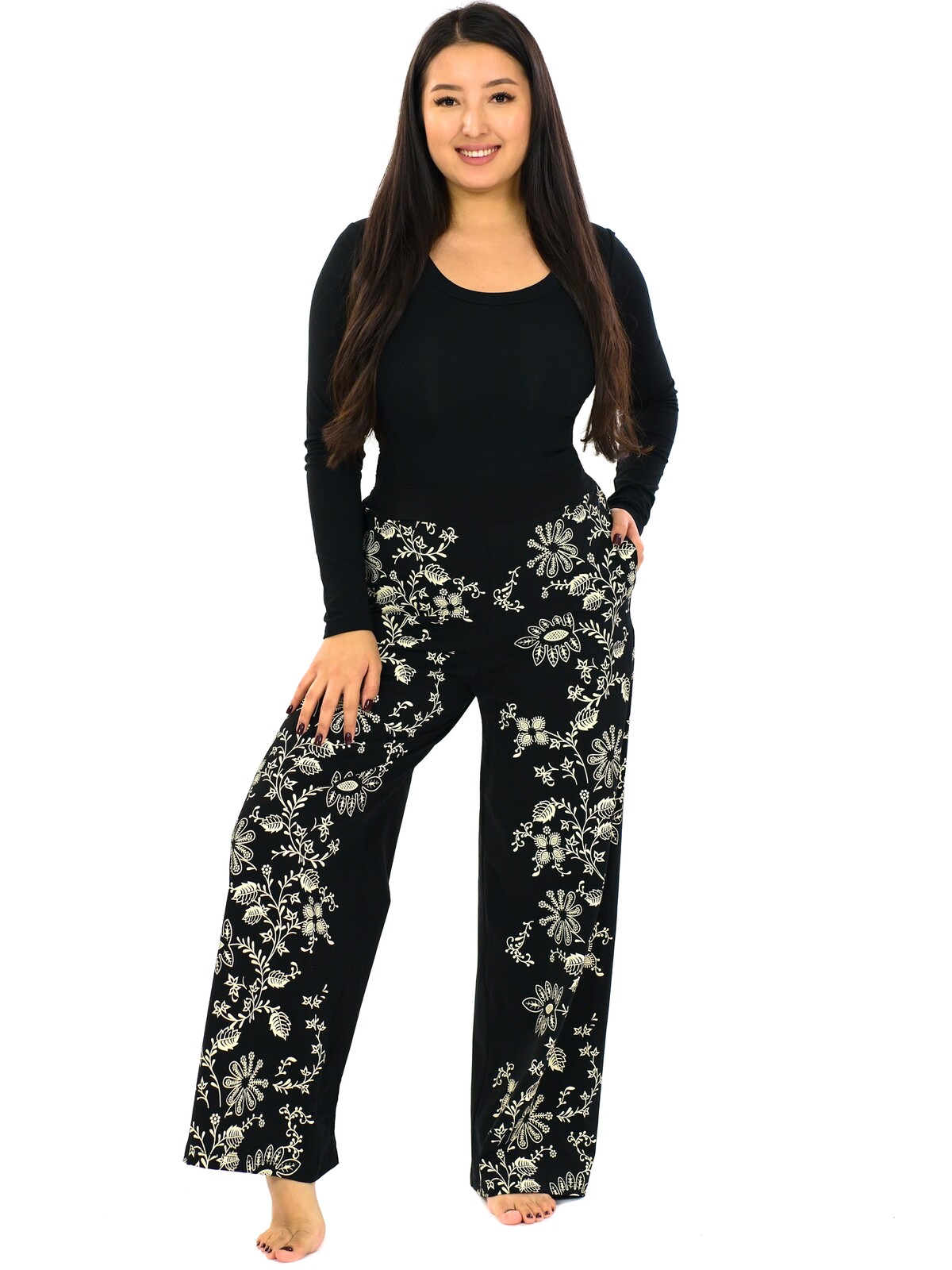 Himalife Kalhoty Daya - černá s béžovou Velikost: S/M