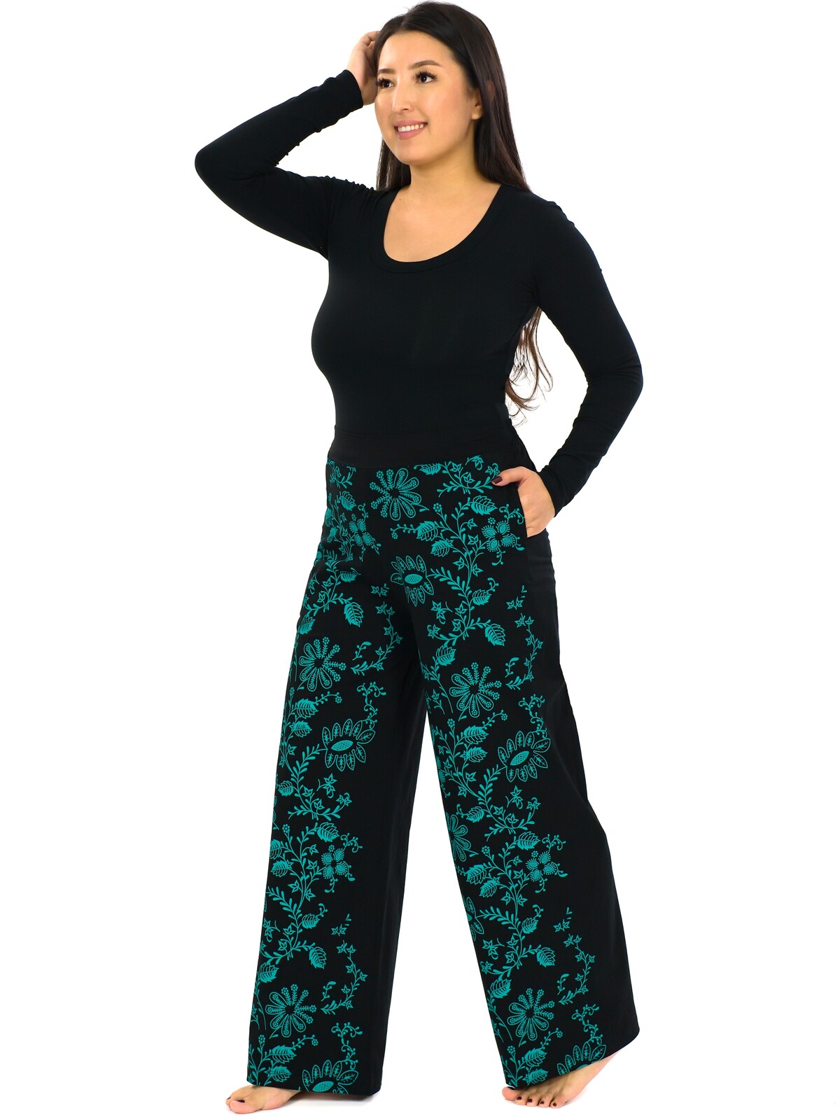 Himalife Kalhoty Daya - černá s tyrkysovou Velikost: S/M