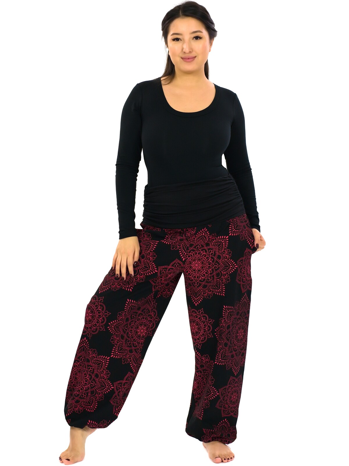 Himalife Kalhoty Mandu - černá s červenou Velikost: S/M