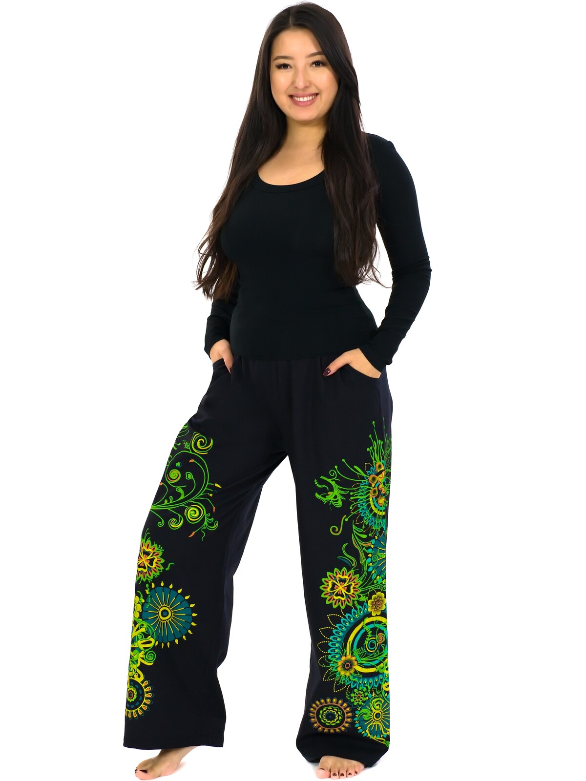 Himalife Kalhoty Kalea - černá s limetkovou Velikost: S/M