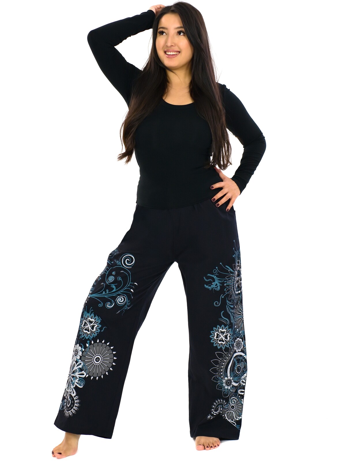 Himalife Kalhoty Kalea - černá s bílou a šedou Velikost: S/M