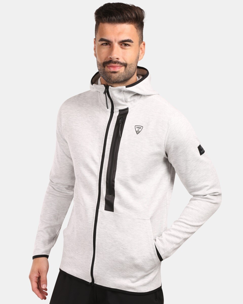 Pánská bavlněná mikina s kapucí pro aktivní styl kilpi okampos-m světle šedá 3xl
