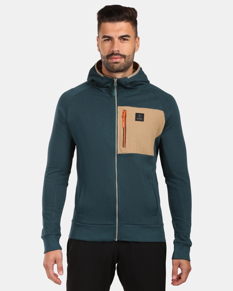 Pánská stylová a pohodlná bavlněná mikina s kapucí kilpi balu-m tmavě zelená xxl