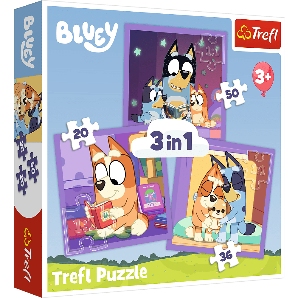 mamido Puzzle 3v1 Poznej Bluey Trefl 34895