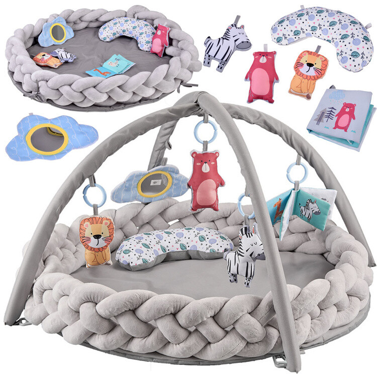 mamido Vzdělávací podložka s obloukem a hračkami + pletený cop OTULACZ