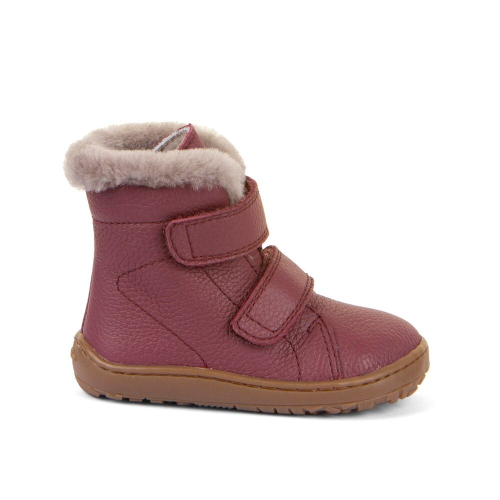 FRODDO KOTNÍKOVÉ ZIMNÍ FURRY BOOT Bordeaux Dětské zimní zateplené barefoot boty - 23