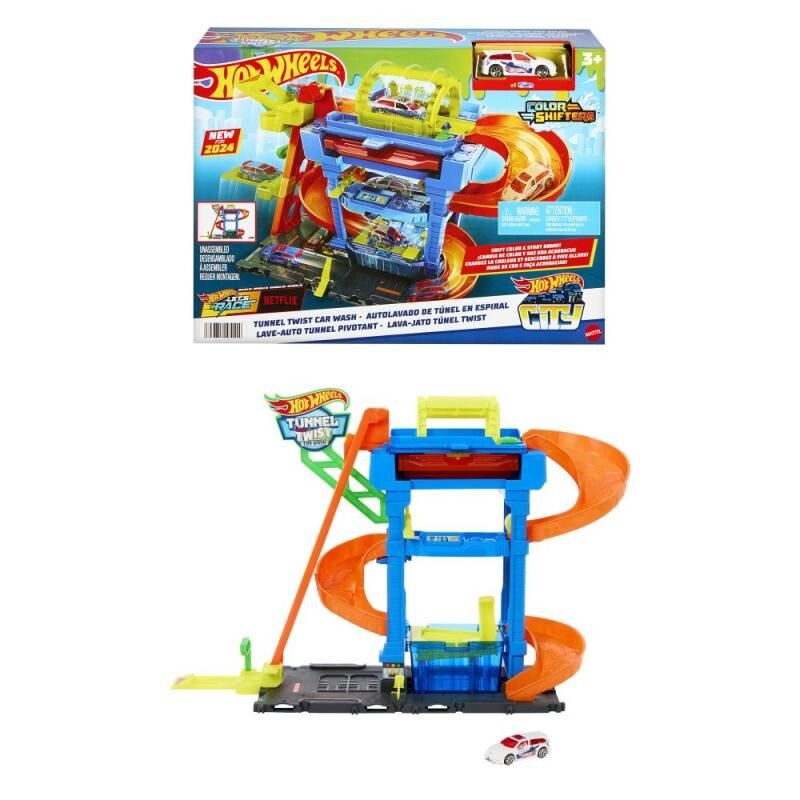 Mattel Hot Wheels City Color Shifters Automyčka s otočným tunelem HTN80