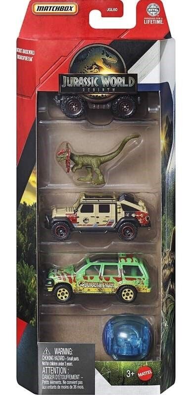 Mattel Matchbox™ Jurský svět 4 ks angličák a dinosaurus ASST