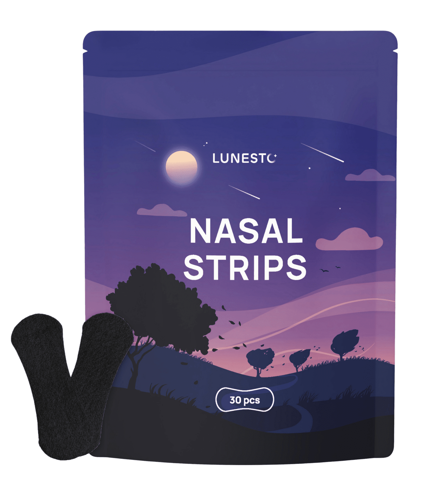 LUNESTO Nasal Strips - pásky na nos, černá 30 ks