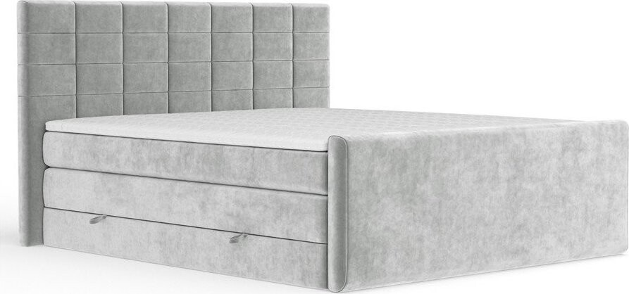 Světle šedá boxspring postel s úložným prostorem 140x200 cm Ava – Maison de Rêve