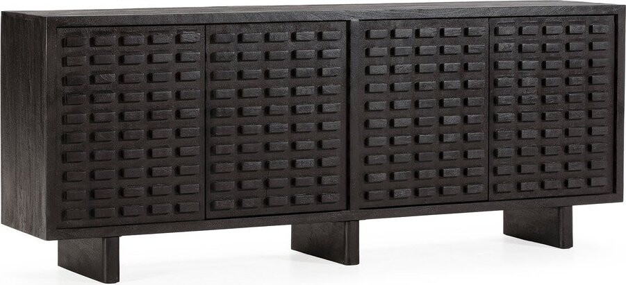 Černá komoda z mangového dřeva 200x80x40 cm Inaya – MOME