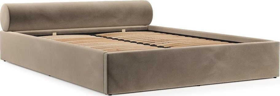 Světle hnědá čalouněná dvoulůžková postel s úložným prostorem s roštem 180x200 cm Solvo – Maison de Rêve