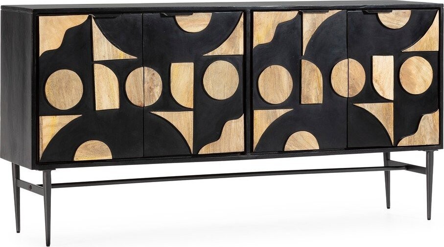 Černá komoda z mangového dřeva 175x90x40 cm Navya – MOME