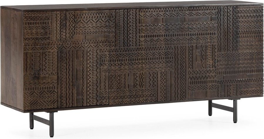 Tmavě hnědá komoda z mangového dřeva 160x75x40 cm Kalai – MOME