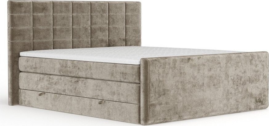 Světle hnědá boxspring postel s úložným prostorem 200x200 cm Ava – Maison de Rêve
