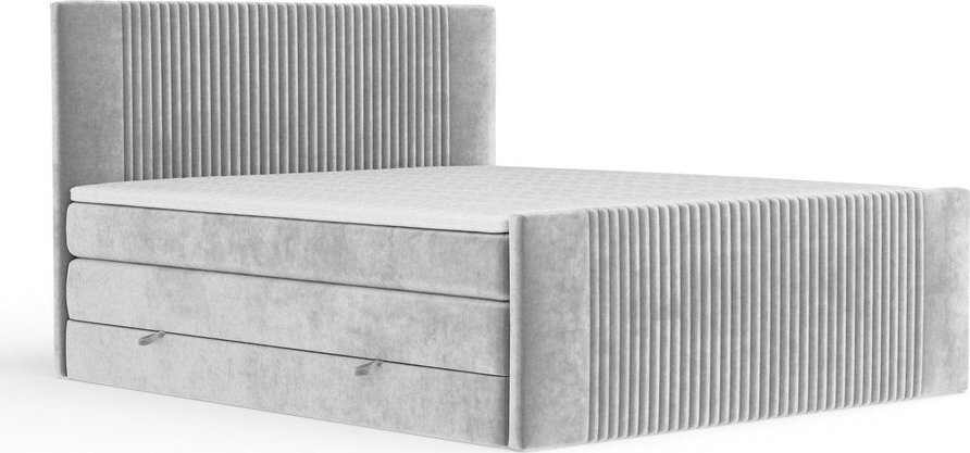 Světle šedá boxspring postel s úložným prostorem 140x200 cm Bergamo – Maison de Rêve