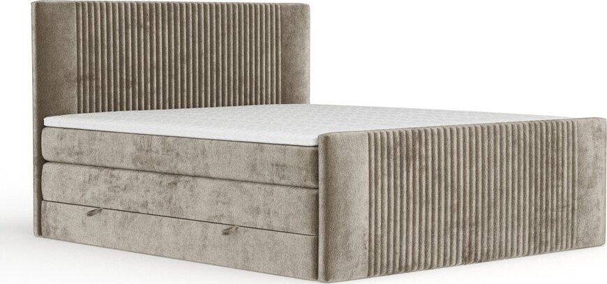 Světle hnědá boxspring postel s úložným prostorem 160x200 cm Bergamo – Maison de Rêve
