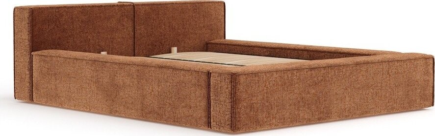 Oranžová čalouněná dvoulůžková postel s úložným prostorem s roštem 160x200 cm Voliera – Maison de Rêve