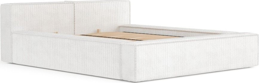 Krémová čalouněná dvoulůžková postel s úložným prostorem s roštem 180x200 cm Voliera – Maison de Rêve