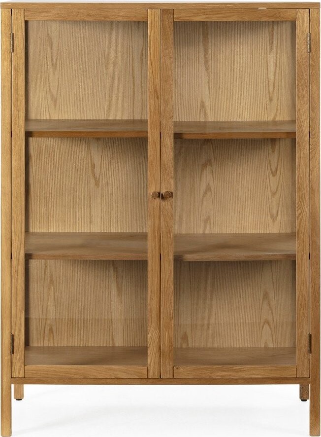 Vitrína v dekoru dubu v přírodní barvě 90x126x40 cm Ceci – MOME